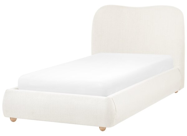 Posteľ s úložným priestorom krémová biela látkové čalúnenie 90 x 200 cm minimalistický moderný dizajn spálňa