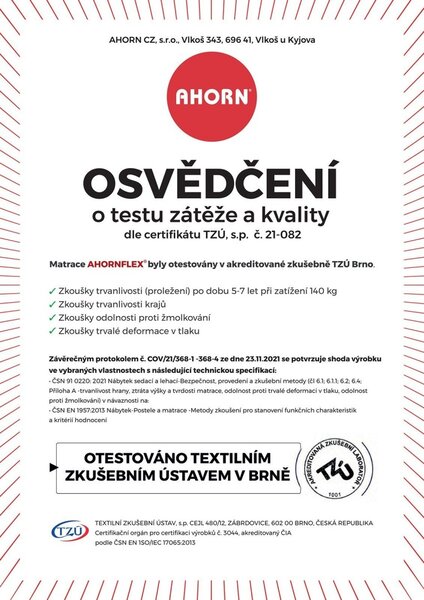 Ahorn Topper PRIMA HI 6 cm - vrchný matrac z revolučnej hybridnej peny 90 x 200 cm