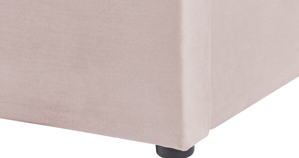 Posteľ s úložným priestorom ružová zamatové čalúnenie 180 x 200 cm prešívané čelo lamelový rošt glamour dizajn