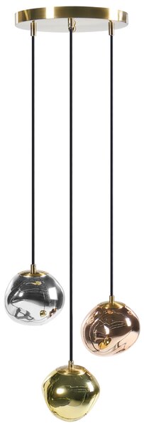 Závesná lampa viacfarebná železná základňa 3 sklenené tienidlá 146 cm svietidlo na strop nastaviteľná dĺžka kábla moderný štýl