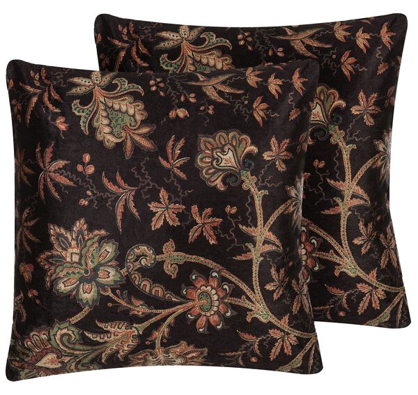 Sada 2 dekoratívnych vankúšov viacfarebný kvetovaný vzor 45 x 45 cm retro vintage dekoratívne doplnky