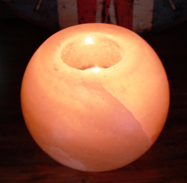 Svietnik z himalájskej soli na čajové sviečky - Guľa