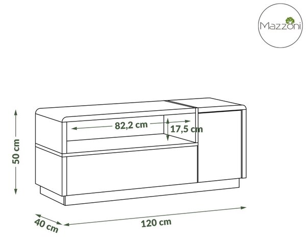 TV stolík FOLK - 120 cm, BIELY MAT / BIELY LESK / BETON