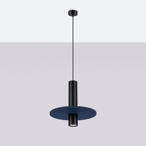 Sollux SL.1884 - Závesné svietidlo PELTA na lanku 1xGU10/10W/230V čierna/modrá