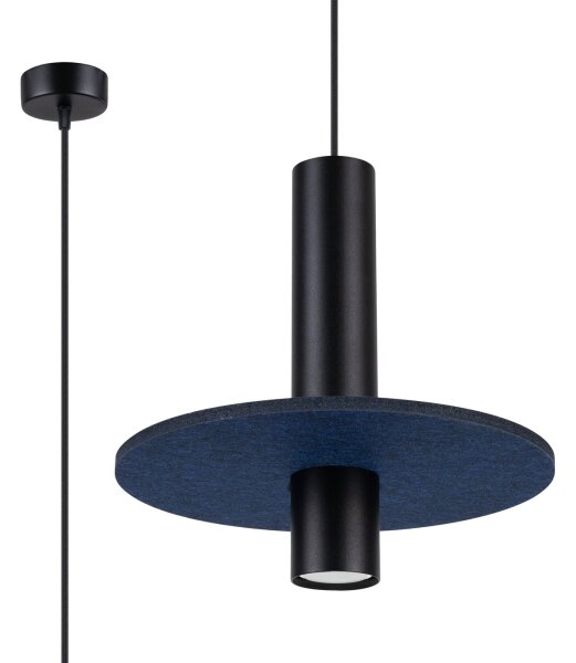 Sollux SL.1884 - Závesné svietidlo PELTA na lanku 1xGU10/10W/230V čierna/modrá
