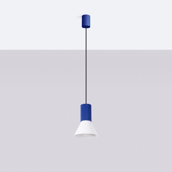 Sollux SL.1874 - Závesný luster na lanku ESTRIA 1xE14/10W/230V priemer 14 cm modrý