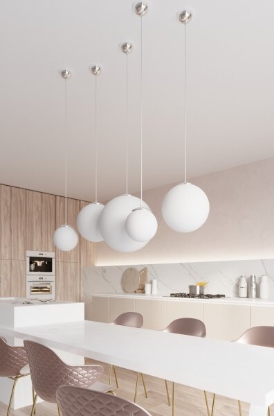 Sollux SL.0265 - Závesné svietidlo na lanku UGO 1xE27/15W/230V pr. 40 cm biela/lesklý chróm