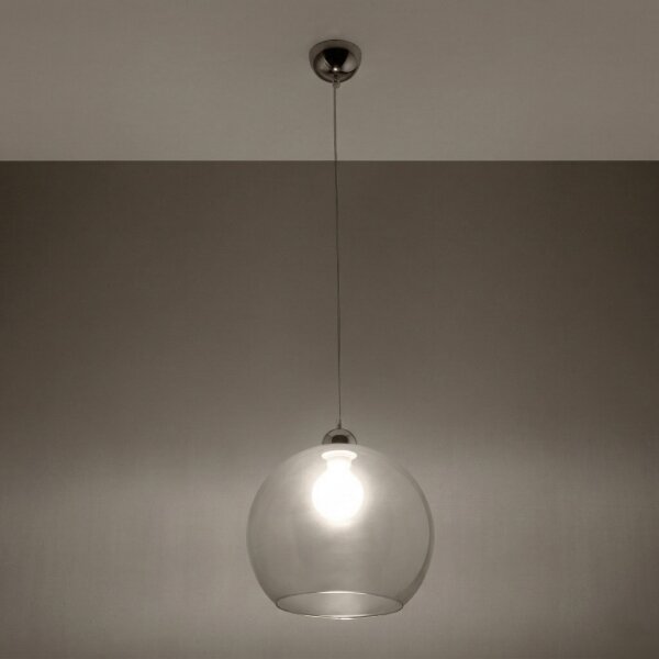 Sollux SL.0248 - Závesné svietidlo na kábli BALL 1xE27/15W/230V pr. 30 cm číre/lesklý chróm