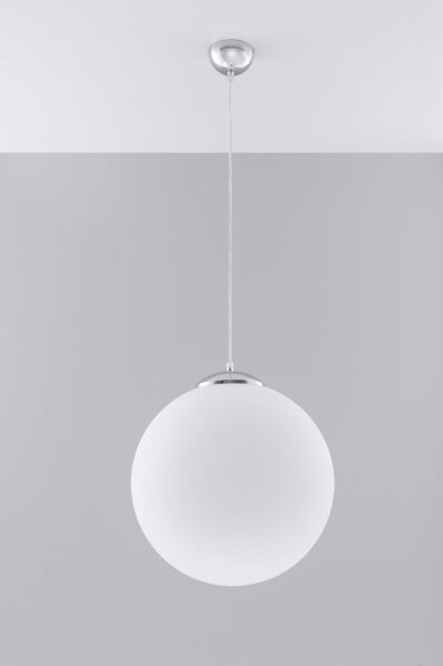 Sollux SL.0265 - Závesné svietidlo na lanku UGO 1xE27/15W/230V pr. 40 cm biela/lesklý chróm