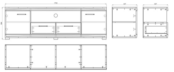 TV stolík (komoda) SIMPLE D2SZ2 betón / biely lesk