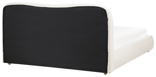 Posteľ s úložným priestorom krémová biela látkové čalúnenie 160 x 200 cm minimalistický moderný dizajn spálňa
