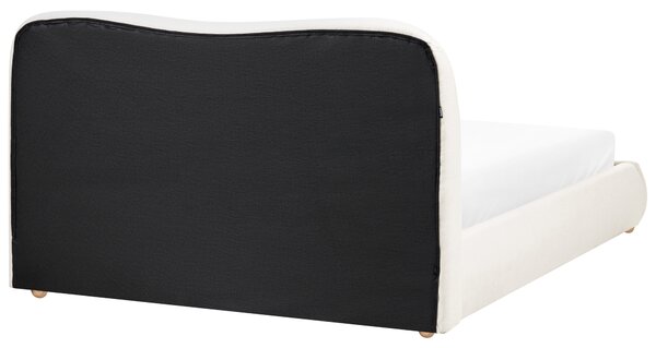 Posteľ s úložným priestorom krémová biela látkové čalúnenie 140 x 200 cm minimalistický moderný dizajn spálňa