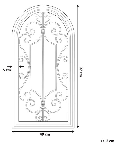 Nástenné zrkadlo krémová biela 49 x 97 cm zaoblený kovový rám v tvare okna elegantný klasický dizajn