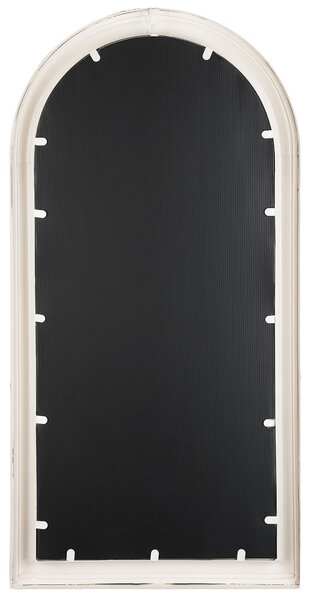 Nástenné zrkadlo krémová biela 49 x 97 cm zaoblený kovový rám v tvare okna elegantný klasický dizajn