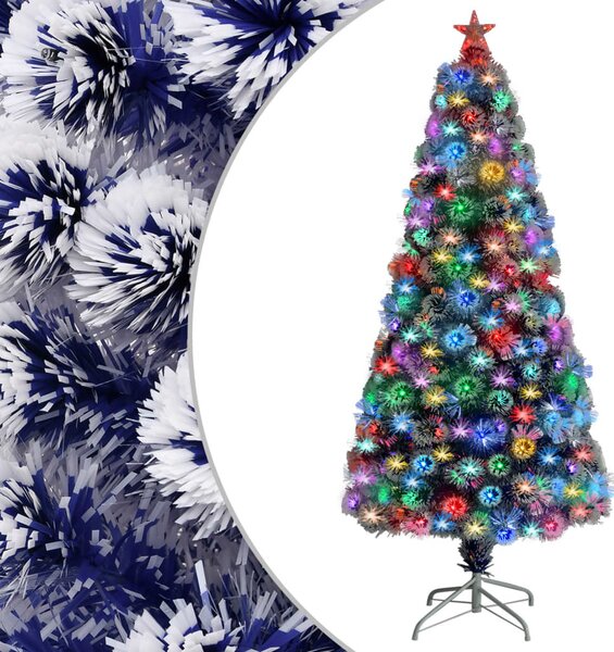 Umelý vianočný stromček s LED biela a modrá 150 cm optické vlákno