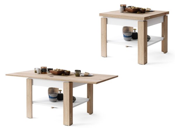 LEO Dub Sonoma/Matná biela – KOMPAKTNÝ STOLČEK S ROZKLADACOU DOSKOU