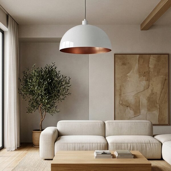 Brilagi - Závesný LED luster METALO na lanku 1xE27/40W/230V priemer 60 cm biela/medená