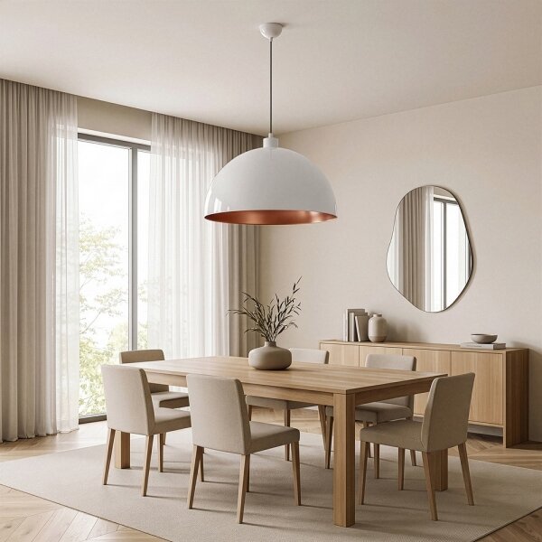 Brilagi - Závesný LED luster METALO na lanku 1xE27/40W/230V priemer 60 cm biela/medená