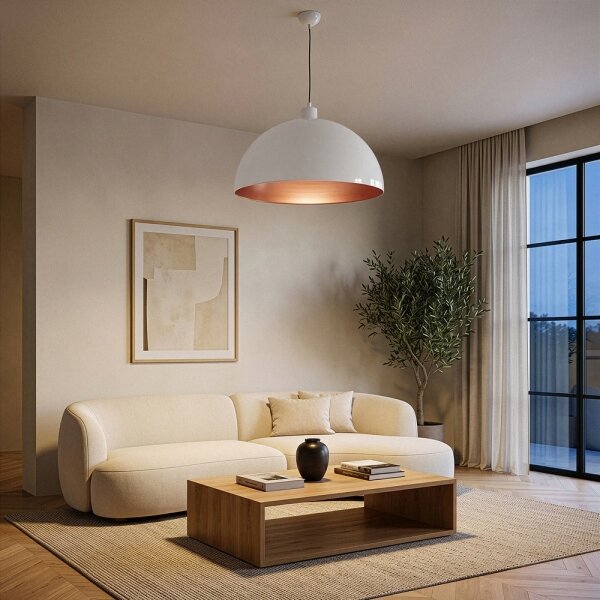 Brilagi - Závesný LED luster METALO na lanku 1xE27/40W/230V priemer 60 cm biela/medená