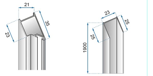 Rea Molier, skladacie sprchové dvere 80x190cm, 6mm číre sklo, chrómový profil + bočný magnetický profil, KPL-K6367