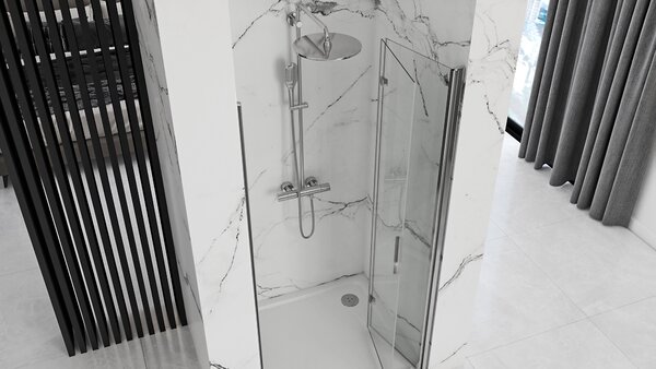 Rea Molier, skladacie sprchové dvere 80x190cm, 6mm číre sklo, chrómový profil + bočný magnetický profil, KPL-K6367