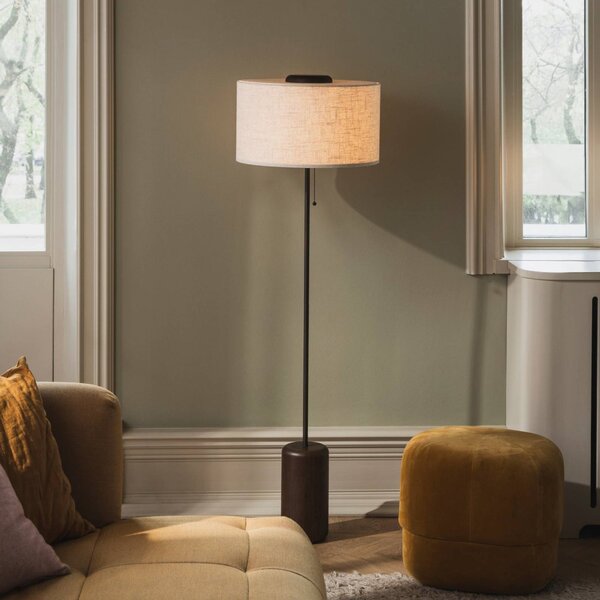 Globen Lighting stojacia lampa Bosco, béžová/hnedá, výška 144 cm, Krémová / jantárovo žltá, Obývacia izba / jedáleň, Drevo, Stojaca lampa