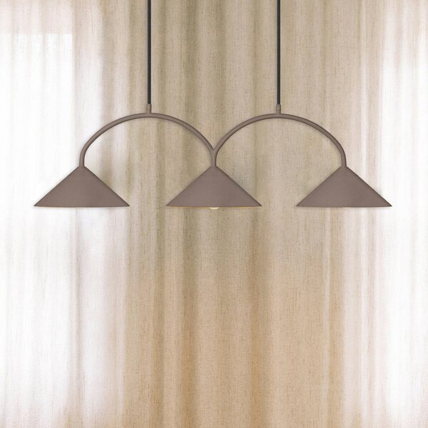Globen Lighting závesné svietidlo CURVE, dĺžka 95 cm, hnedá, 3-pl., Hnedá / hrdzavá, Obývacia izba / jedáleň, kov, Vintage, Závesné svietidlo
