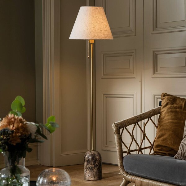 Globen Lighting stojacia lampa Gino, podstavec z mramoru, béžové, 145 cm, Krémová / jantárovo žltá, Obývacia izba / jedáleň, Textil / látka / hodváb, Dizajn, Stojaca lampa