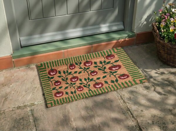 Rohožka prírodné kokosové vlákno 40 x 60 cm protišmyková spodná strana PVC rohož s motívom paradajok