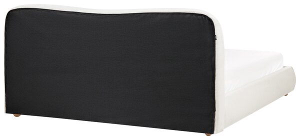 Posteľ s úložným priestorom krémová biela látkové čalúnenie 180 x 200 cm minimalistický moderný dizajn spálňa