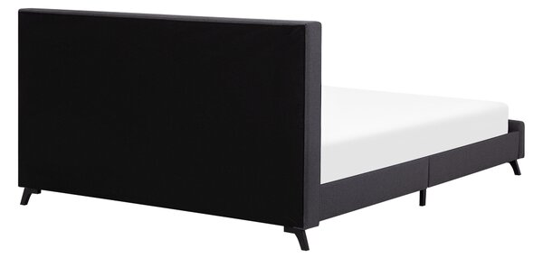Posteľ tmavosivá 160 x 200 cm čalúnený rám postele s čelom lamelový rošt drevené nohy moderný dizajn