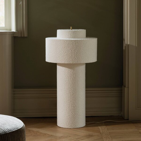 Globen Lighting stojacia lampa Noah, biela, výška 88 cm, textil, Biela / opálová, Obývacia izba / jedáleň, Textil / látka / hodváb, Škandinávsky, Stojaca lampa