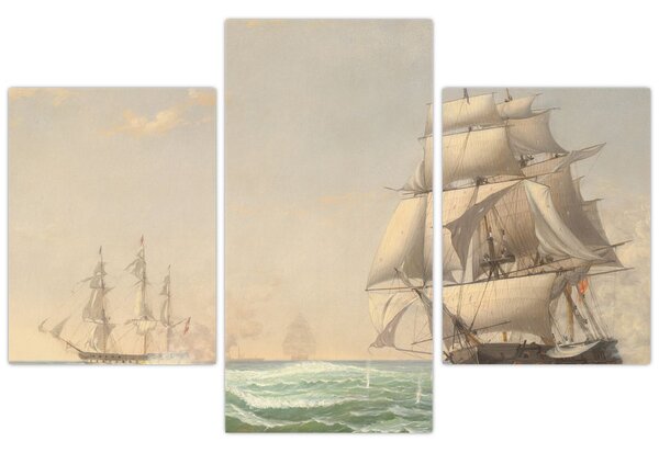 Obraz - Fitz Henry Lane, The United States Frigate President Engaging the British Squadron, reprodukcia (90x60 cm)