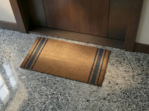 Rohožka prírodné kokosové vlákno 40 x 60 cm protišmyková spodná strana PVC rohož s pruhovaným vzorom