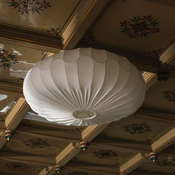 Globen Lighting Stropné svietidlo BLADVERK, biele, Ø 70 cm, textilné, Biela / opálová, Obývacia izba / jedáleň, Textil / látka / hodváb, Škandinávsky, Závesné svietidlo