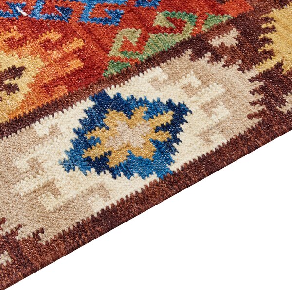Kelímový koberec viacfarebný vlna 200 x 300 cm ručne tkaný orientálny vzor so strapcami tradičná obývačka spálňa