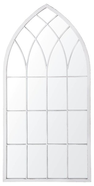 Nástenné zrkadlo sivé 50 x 115 cm kovové sklenená okenná optika gotický štýl