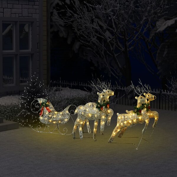 Vianočná vonkajšia dekorácia so sobmi a saňami 100 LED zlaté