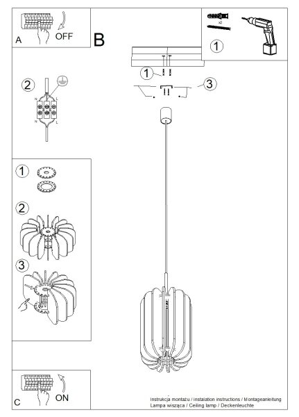 Sollux SL.1859 - Luster na lanku MULA 1xE27/15W/230V priemer 27 cm modrá