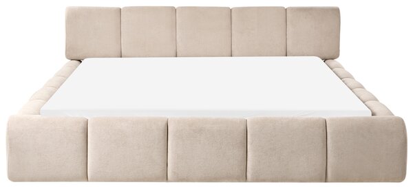 Posteľ s čelom sivobéžová látkové čalúnenie 180 x 200 cm škandinávsky moderný minimalistický dizajn