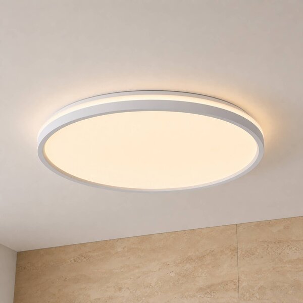Lindby Stropné LED svetlo Edmund, biele, Ø 39 cm, IP44, Biela / opálová, Kúpeľňa, Plast, Moderný, Závesné svietidlo