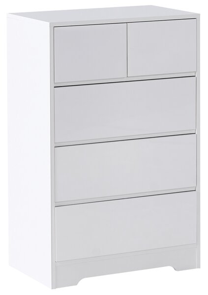 Komoda biela 5 zásuvkami MDF materiál nábytok s úložným priestorom škandinávsky štýl