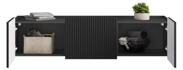 Závesný TV stolík Malmi 150 cm - čierny mat / zlatá