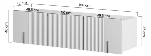 Závesný TV stolík Malmi 150 cm - čierny mat / zlatá