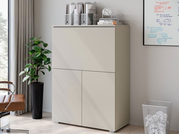 Mirjan24 Skrinka s písacím stolom Sawoti 90 + LED, Farby: biela / biely lesk 5903211507281