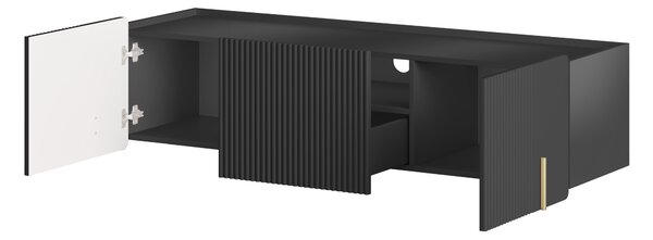 Závesný TV stolík Malmi 150 cm - čierny mat / zlatá