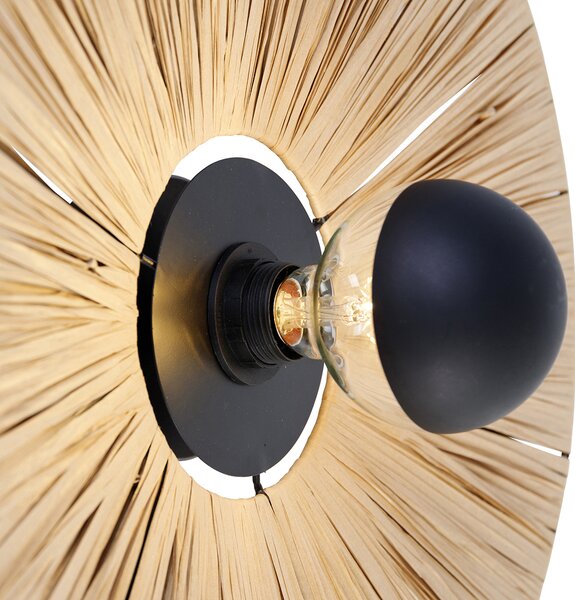 Rustikálna nástenná lampa čierna s lanom 45 cm - Leia
