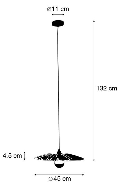 Rustikálne závesné svietidlo čierne s lanom 45 cm - Leia