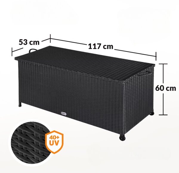 Úložný box s kolieskami 370 L - čierny