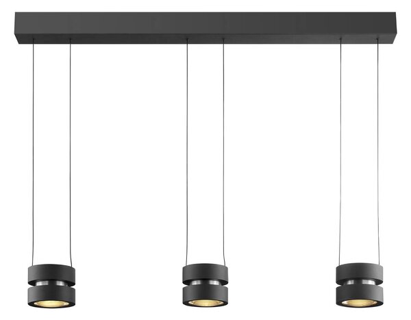 LED závesné svietidlo Glow-Sphere, dĺžka 112 cm, čierne, kovové, Čierna, Obývacia izba / jedáleň, Hliník, Moderný, Závesné svietidlo